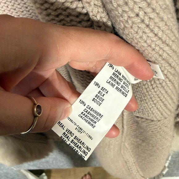 Fabiana Filippi Wool Silk Cashmere Open Cardigan With Shearling Trim XL - Picture 9 of 10